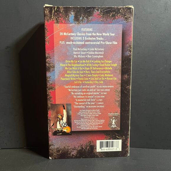 Paul McCartney - Paul Is Live in Concert VHS Tape (1993) New World Tour - Picture 2 of 6